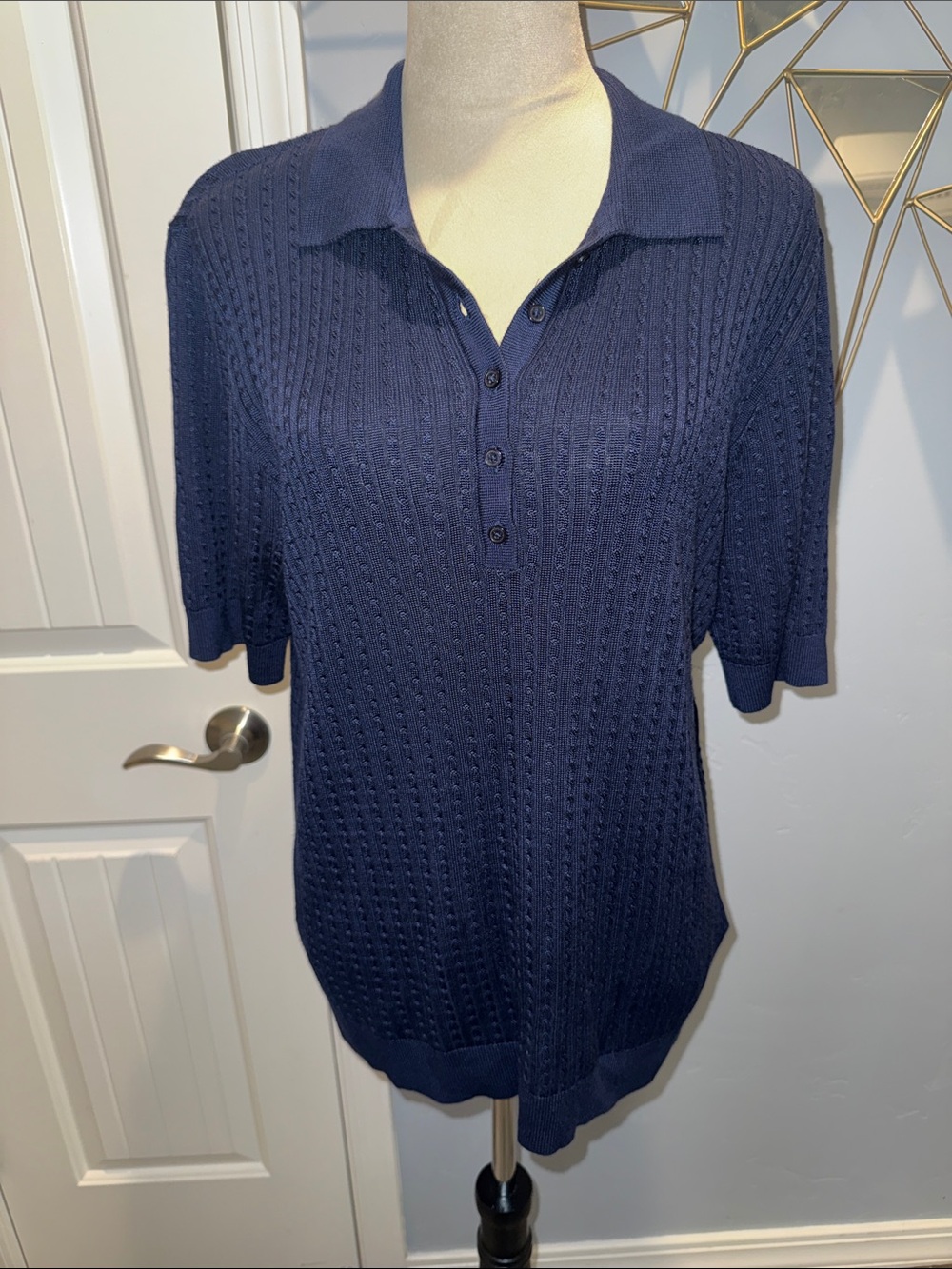 Lauren Ralph Lauren Navy Short-Sleeve Knit Polo. Used once